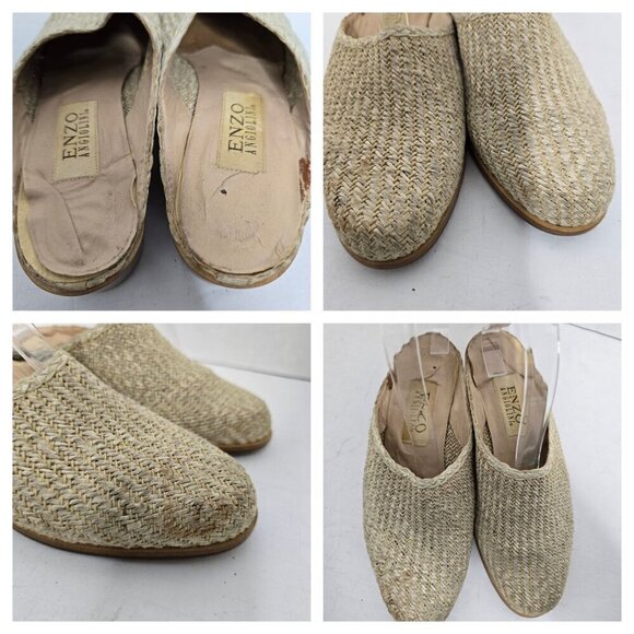 Vintage Enzo Angiolini Tan Woven Slip On Mule - Picture 3 of 14